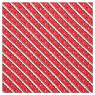 Tecido de padrões de corações e rendas/vermelho