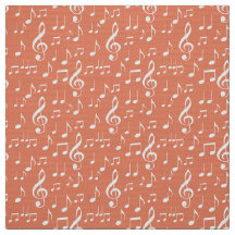 tecido de padrões de notas de música branca