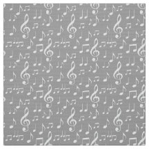 tecido de padrões de notas de música branca