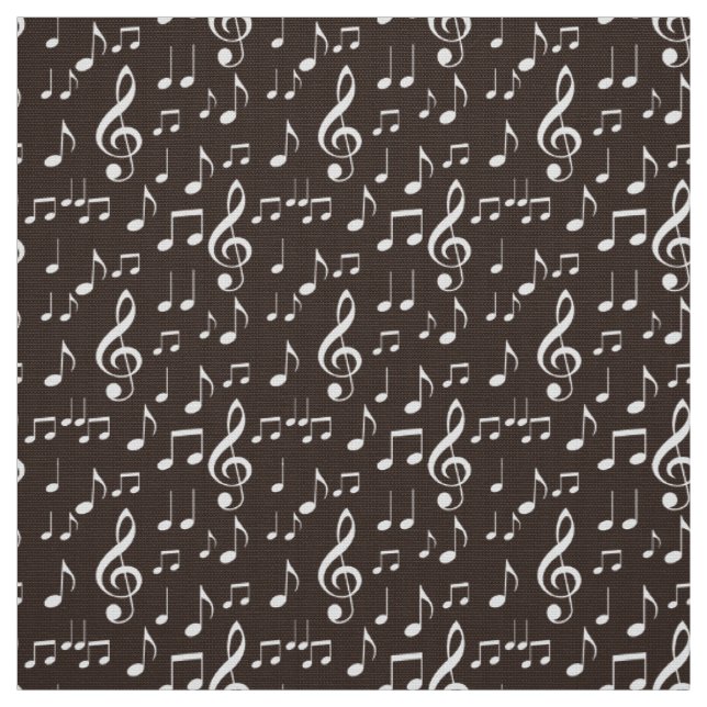 tecido de padrões de notas de música branca (Modelo)