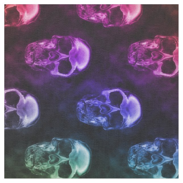 Tecido de padrões do Rainbow Human Skulls (Detalhe)
