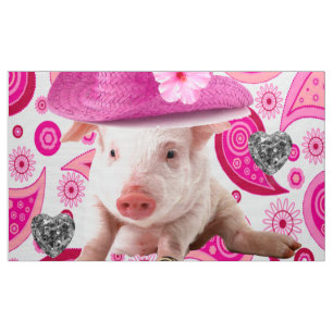 Tecido de Paisley Rosa Pig Silver Hearts Pink