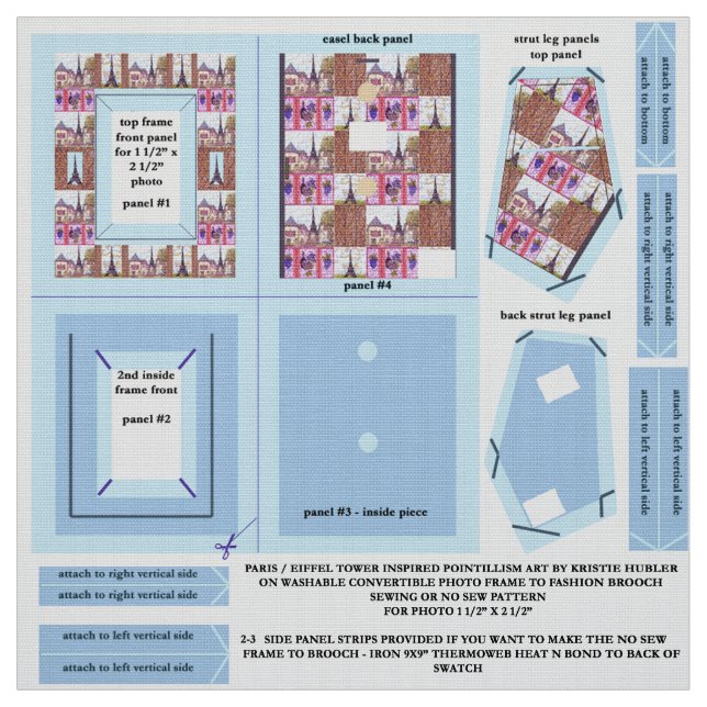 Tecido de Paris Eiffel faz broche de fotograma (Modelo)