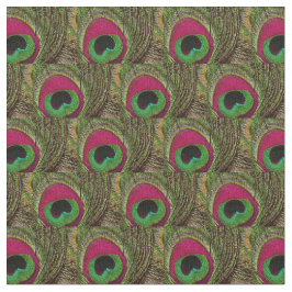 Tecido de pena de pavão - Verde limão rosa-quente