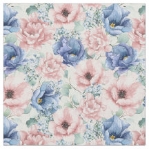 Tecido de Rosas Azuis e Rosa