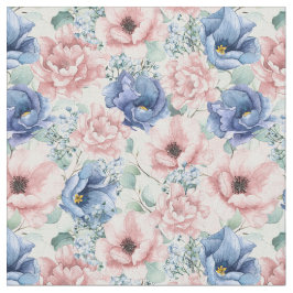 Tecido de Rosas Azuis e Rosa