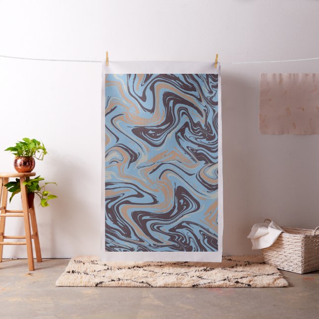 Tecido de Têxtil de Padrão Abstrato Azul Líquido (In Situ)