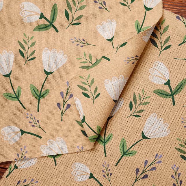 Tecido de Vanilla com Flores Brancas Macias (Criador carregado)
