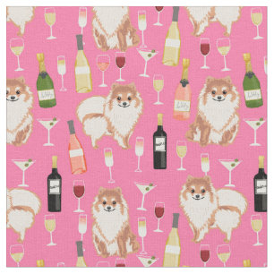 tecido de vinho rosado fotano de cão da pomerâni