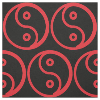 Tecido de Yin Yang - preto, vermelho