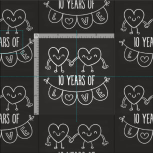 Tecido Décimo Aniversário Gift Chalk Hearts