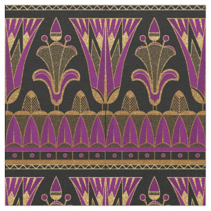Tecido Deco de Arte Roxo Dourada e Negra