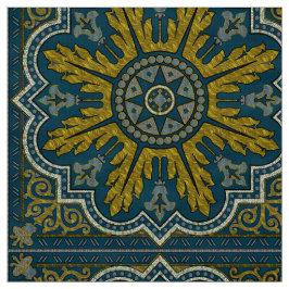 Tecido Deco do Ponto de Estrela Azul e Dourado