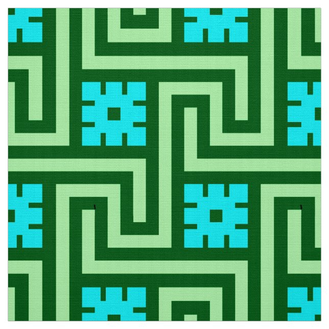 Tecido Deco Grega Key, Turquesa e Jade Green (Modelo)