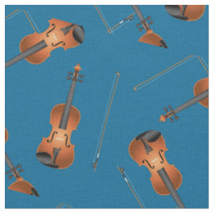 Tecido Decoração de Sala de Música com Violinos Azul