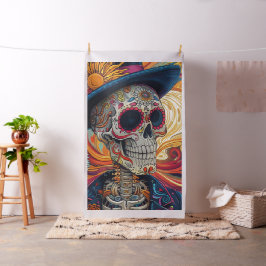 Tecido Decoupage Dia do Esqueleto do Morto Vibrant