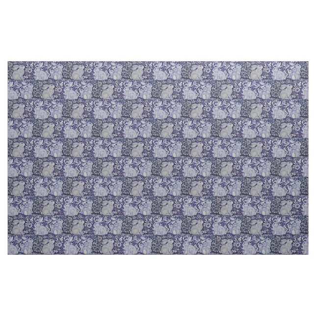Tecido Dedham Blue & White Rabbit Cerâmica Azulejo Art (Fat Quarter)