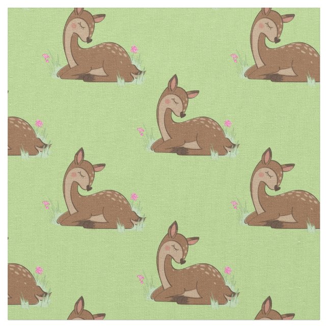 Tecido Deer Fawn Watercolor Baby Nurserland Animal (Detalhe)