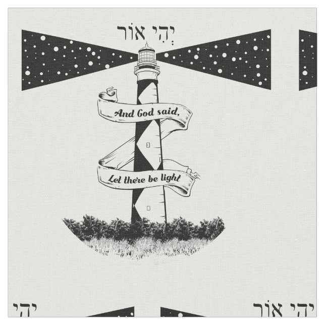 Tecido DEIXE HAVER um farol luminoso preto e branco (Detalhe)