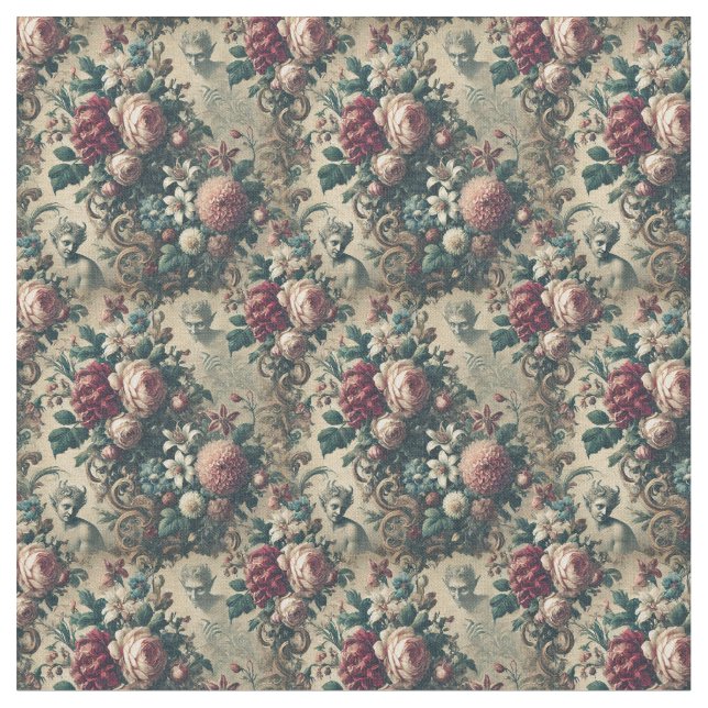 Tecido Demônios de Dandy - Azulejo Gótico Vitoriano Denso (Detalhe)