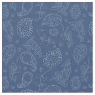 Tecido Denim Blue Indian Boho Paisley Impressão