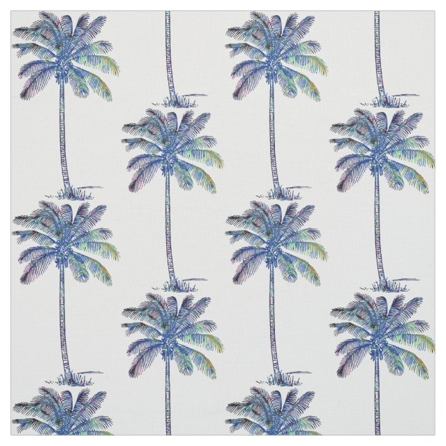 Tecido Desenho a Lápis de Cor de Palmeiras de Coco (Modelo)