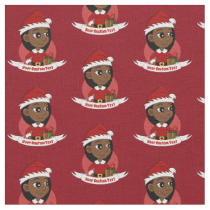 Tecido Desenho animado de menina afro-americana de Natal