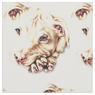 Tecido Desenho bonito de Pitbull com patas dobradas