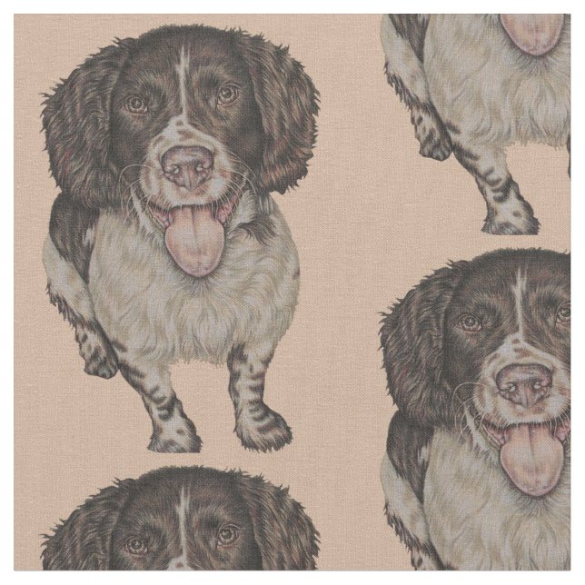 Tecido Desenho bonito do Spaniel feliz (Detalhe)