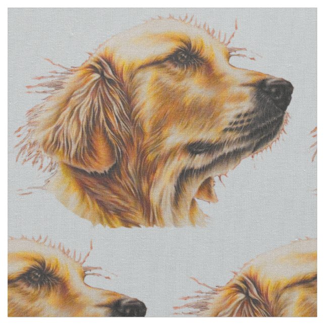 Tecido Desenho da cara do golden retriever no perfil (Detalhe)