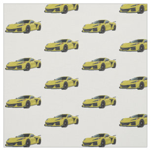 Tecido Desenho Da Mão Do Carro Esportivo C8 Amarel