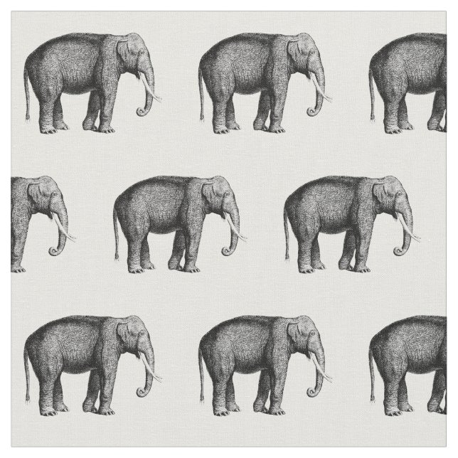 Tecido Desenho de Elefante Vintage (Detalhe)