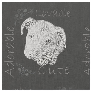 Tecido Desenho de giz de Pitbull com patas dobradas