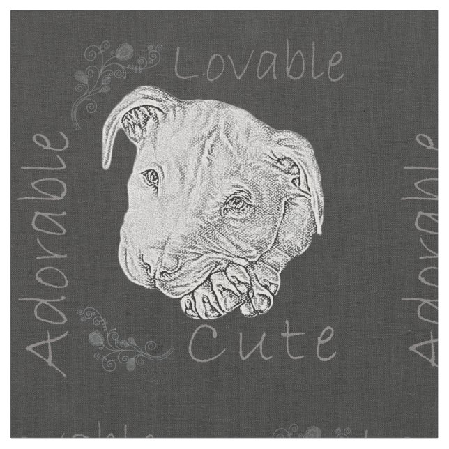 Tecido Desenho de giz de Pitbull com patas dobradas (Detalhe)