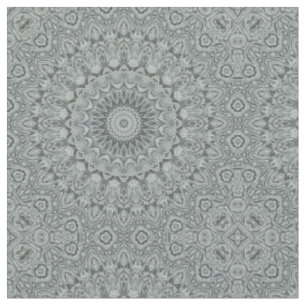 Tecido Desenho de Mandala Cinza e Prata