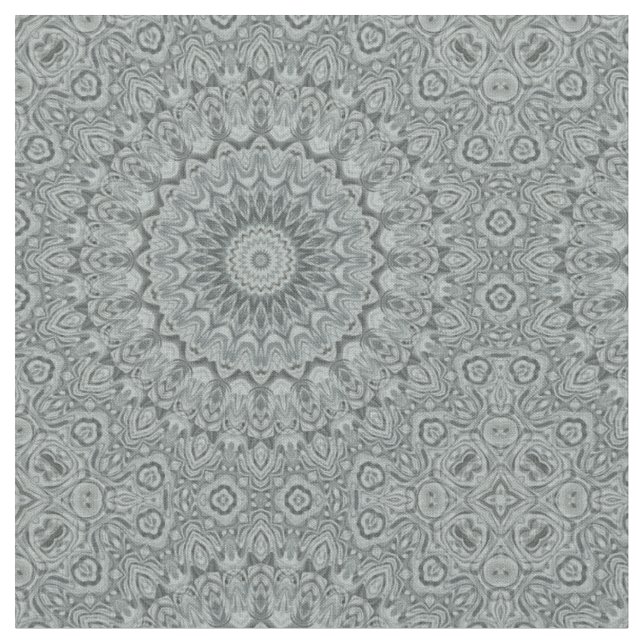 Tecido Desenho de Mandala Cinza e Prata (Detalhe)