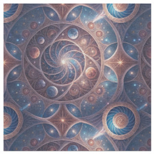 Tecido Desenho de Mandala Espiral da Galáxia Celestial em