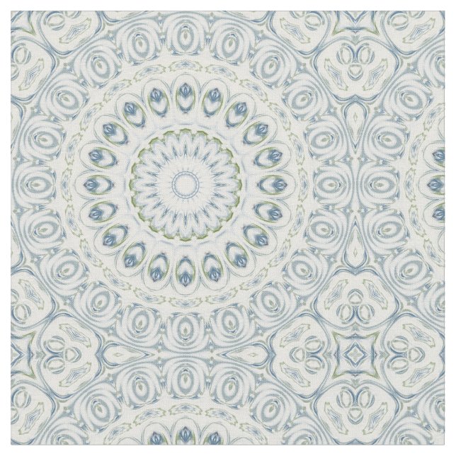 Tecido Desenho de Mandala Sereno em Azul e Verde (Detalhe)