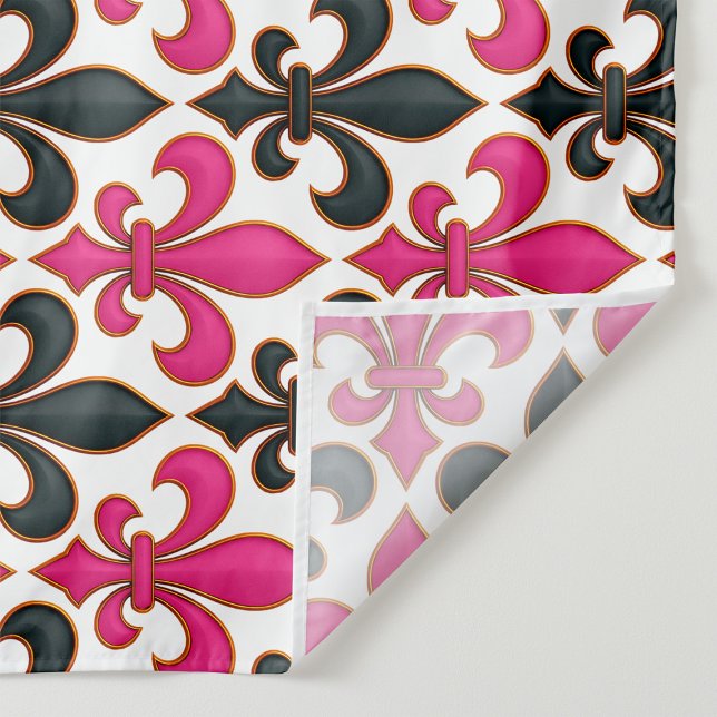 Tecido Desenho de padrão Barroco Preto Rosa com Flor-de-l (Criador carregado)