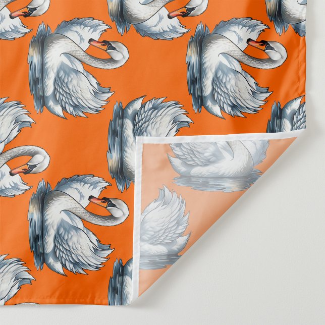 Tecido Desenho de padrão de aves cisnes em laranja (Criador carregado)