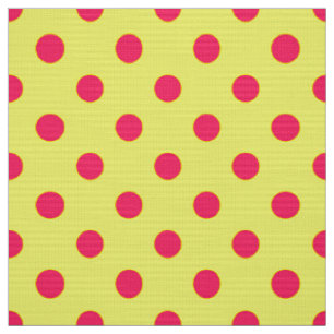 Tecido Desenho de padrão de bolinhas rosa em amarelo