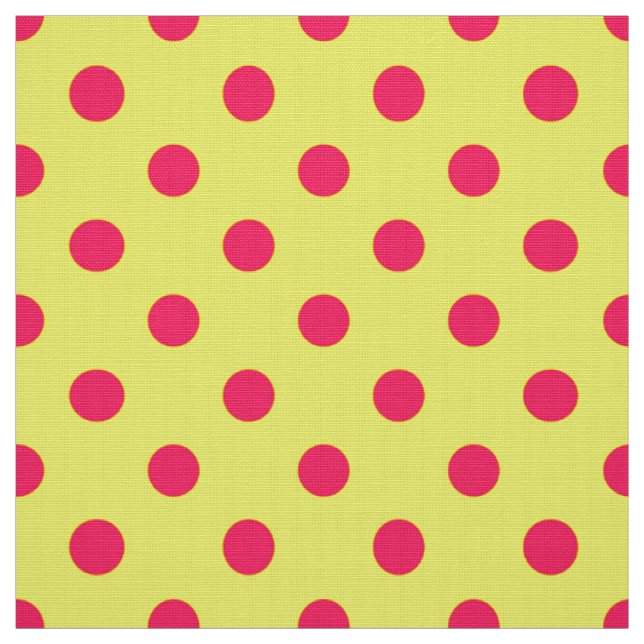 Tecido Desenho de padrão de bolinhas rosa em amarelo (Modelo)