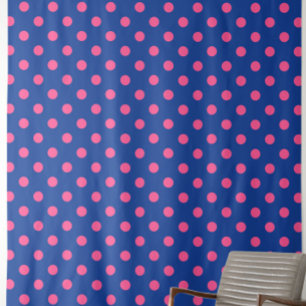 Tecido Desenho de padrão de bolinhas rosa sobre azul