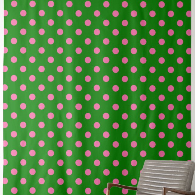 Tecido Desenho de padrão de bolinhas rosa sobre verde (Criador carregado)