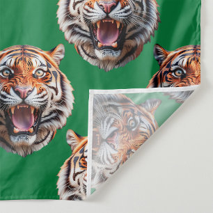 Tecido Desenho de padrão de cabeça de tigre verde