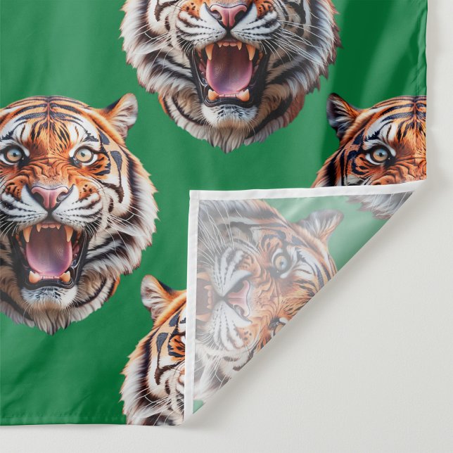 Tecido Desenho de padrão de cabeça de tigre verde (Criador carregado)