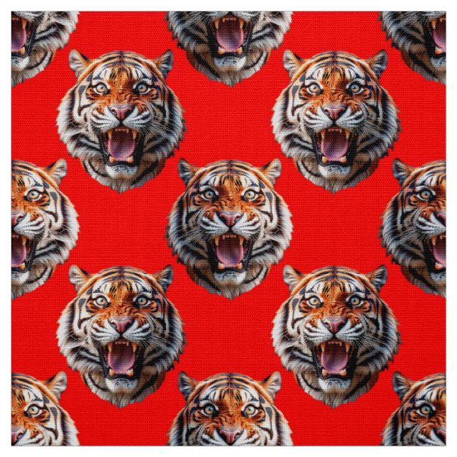 Tecido Desenho de padrão de cabeça de tigre vermelho (Modelo)