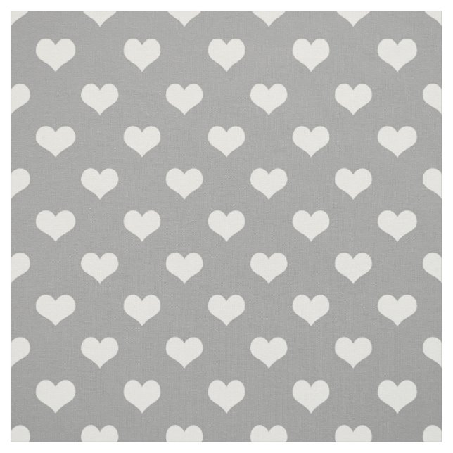 Tecido Desenho de padrão de coração de amor branco cinza  (Modelo)