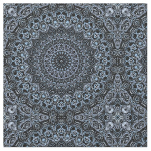 Tecido Desenho de padrão de mandala azul escuro e preto