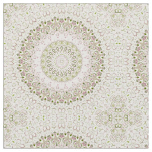 Tecido Desenho de padrão de mandala floral rosa e verde